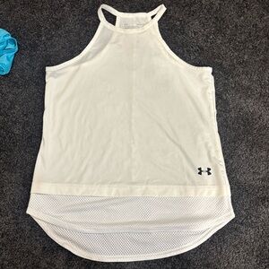 Under Armour Women's White Mesh Hem Tank Top